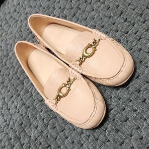 Coach pink/tan leather loafers
